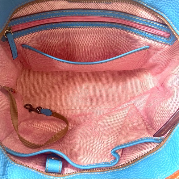 Dooney & Bourke Genuine Pebbled Leather Tote & Shoulder Bag In Bright Blue Color - Picture 3 of 16